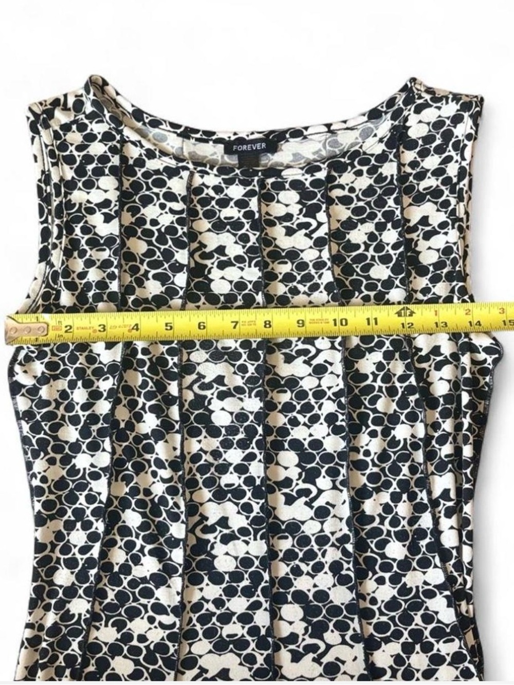 FOREVER 21 Vintage Black, White Abstract Sleeveless A-Line Dress Small petite - Picture 6 of 7